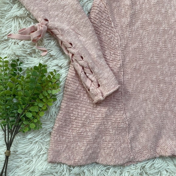 🎉HP🎉 Caslon Lace Up Sleeve Crewneck Sweater 💗 Light Pink - Picture 12 of 16